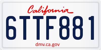 CA license plate 6TTF881