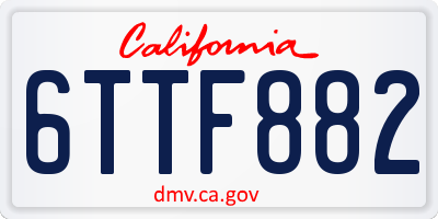 CA license plate 6TTF882