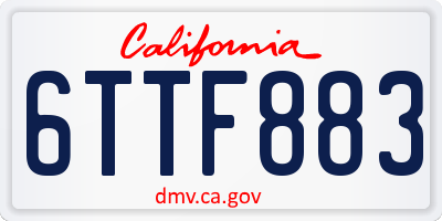 CA license plate 6TTF883