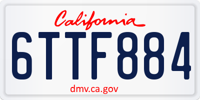 CA license plate 6TTF884