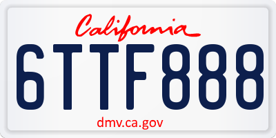 CA license plate 6TTF888
