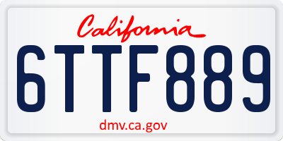 CA license plate 6TTF889
