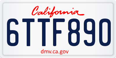 CA license plate 6TTF890