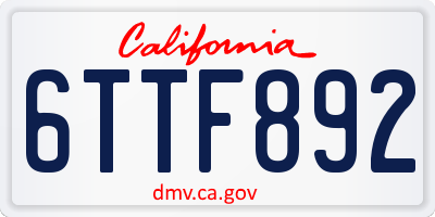 CA license plate 6TTF892