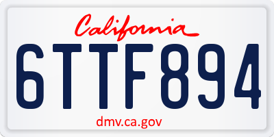 CA license plate 6TTF894