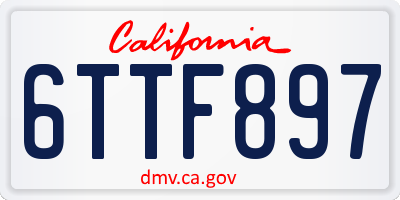 CA license plate 6TTF897