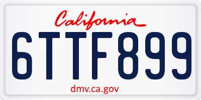 CA license plate 6TTF899
