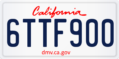 CA license plate 6TTF900