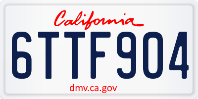 CA license plate 6TTF904