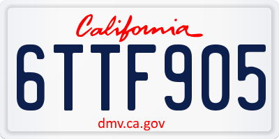 CA license plate 6TTF905