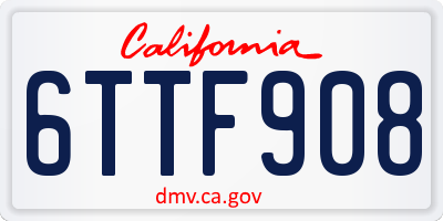 CA license plate 6TTF908