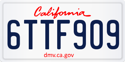 CA license plate 6TTF909