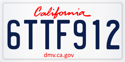 CA license plate 6TTF912