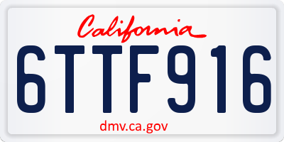 CA license plate 6TTF916