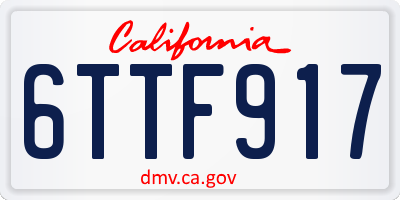 CA license plate 6TTF917