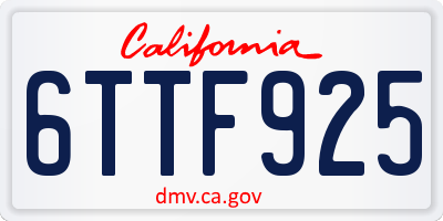 CA license plate 6TTF925