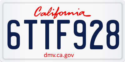 CA license plate 6TTF928