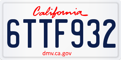CA license plate 6TTF932