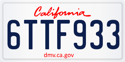 CA license plate 6TTF933