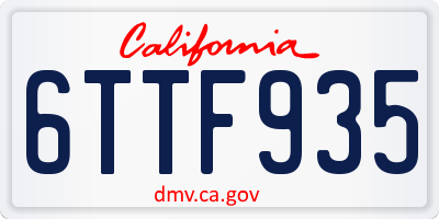 CA license plate 6TTF935