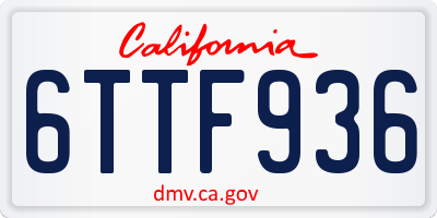 CA license plate 6TTF936