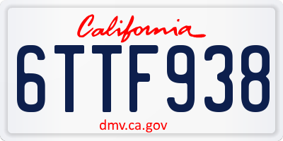 CA license plate 6TTF938