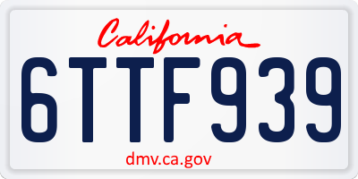 CA license plate 6TTF939