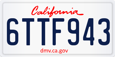 CA license plate 6TTF943
