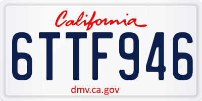 CA license plate 6TTF946