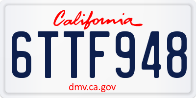 CA license plate 6TTF948