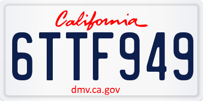 CA license plate 6TTF949