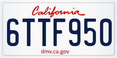 CA license plate 6TTF950