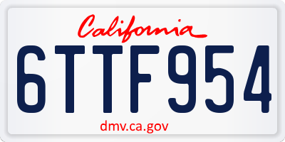 CA license plate 6TTF954