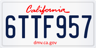 CA license plate 6TTF957