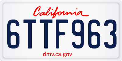 CA license plate 6TTF963