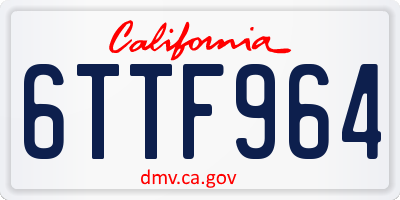 CA license plate 6TTF964