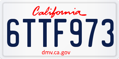 CA license plate 6TTF973