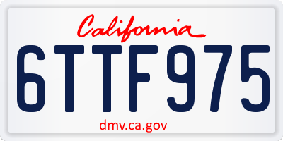 CA license plate 6TTF975