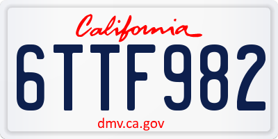 CA license plate 6TTF982