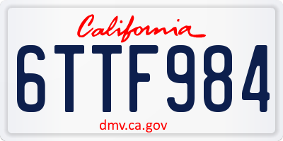 CA license plate 6TTF984