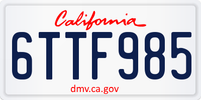 CA license plate 6TTF985