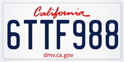 CA license plate 6TTF988