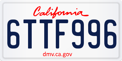 CA license plate 6TTF996