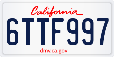 CA license plate 6TTF997