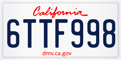 CA license plate 6TTF998