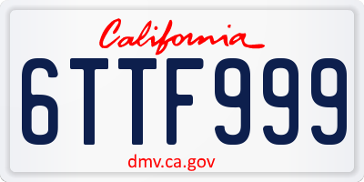 CA license plate 6TTF999