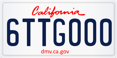 CA license plate 6TTG000