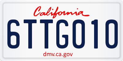CA license plate 6TTG010