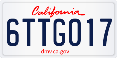 CA license plate 6TTG017