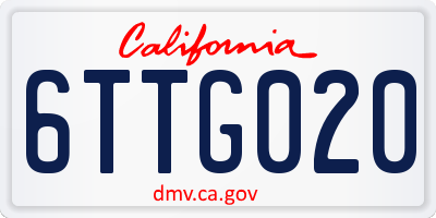 CA license plate 6TTG020
